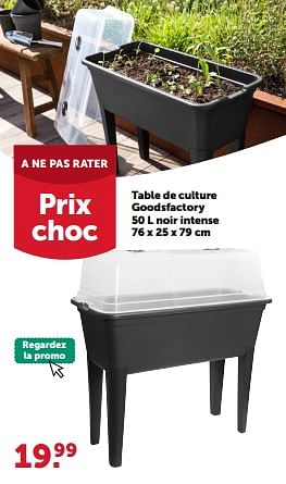 Promoties Table de culture goodsfactory noir intense - Huismerk - Aveve - Geldig van 24/04/2024 tot 05/05/2024 bij Aveve