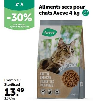 Promoties Aliments secs pour chats aveve sterilised - Huismerk - Aveve - Geldig van 24/04/2024 tot 05/05/2024 bij Aveve