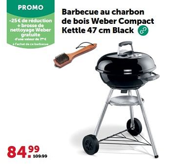 Promoties Barbecue au charbon de bois weber compact kettle black - Weber - Geldig van 24/04/2024 tot 05/05/2024 bij Aveve