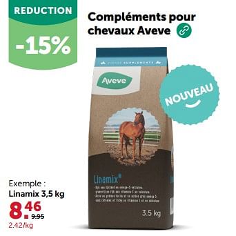 Promotions Compléments pour chevaux aveve linamix - Produit maison - Aveve - Valide de 24/04/2024 à 05/05/2024 chez Aveve
