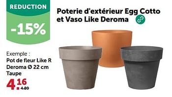 Promotions Pot de fleur like r deroma taupe - Produit maison - Aveve - Valide de 24/04/2024 à 05/05/2024 chez Aveve