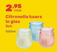 Promoties Citronella kaars in glas - Huismerk - Happyland - Geldig van 15/04/2024 tot 17/08/2024 bij Happyland