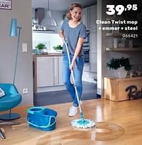 Clean twist mop + emmer + steel-Huismerk - Happyland