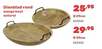 Promotions Dienblad rond mango hout naturel - Produit maison - Happyland - Valide de 15/04/2024 à 17/08/2024 chez Happyland