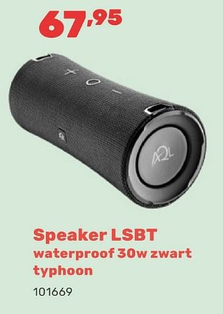 Promoties Speaker lsbt waterproof zwart typhoon - Huismerk - Happyland - Geldig van 15/04/2024 tot 17/08/2024 bij Happyland