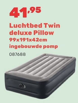 Promotions Luchtbed twin deluxe pillow - Intex - Valide de 15/04/2024 à 17/08/2024 chez Happyland