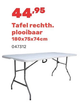 Promotions Tafel rechth plooibaar - Produit maison - Happyland - Valide de 15/04/2024 à 17/08/2024 chez Happyland