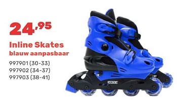 Promotions Inline skates blauw aanpasbaar - Produit maison - Happyland - Valide de 15/04/2024 à 17/08/2024 chez Happyland