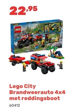 Lego city brandweerauto met reddingsboot
