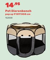 Promoties Pet dierenbench pop up - Huismerk - Happyland - Geldig van 15/04/2024 tot 17/08/2024 bij Happyland