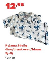 Pyjama 2delig dino-draak ecru blauw-Huismerk - Happyland