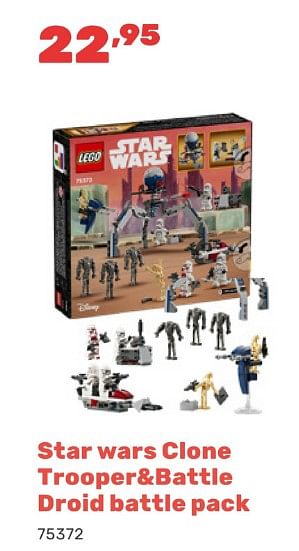 Promoties Star wars clone trooper+battle droid battle pack - Lego - Geldig van 15/04/2024 tot 17/08/2024 bij Happyland