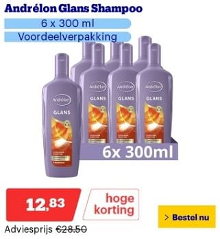 Promoties Andrelon glans shampoo - Andrelon - Geldig van 22/04/2024 tot 28/04/2024 bij Bol.com