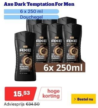 Promoties Axe dark temptation for men - Axe - Geldig van 22/04/2024 tot 28/04/2024 bij Bol.com