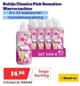 Promotions Robijn classics pink sensation wasverzachter - Robijn - Valide de 22/04/2024 à 28/04/2024 chez Bol.com