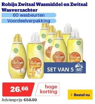 Promoties Robijn zwitsal wasmiddel en zwitsal wasverzachter - Robijn - Geldig van 22/04/2024 tot 28/04/2024 bij Bol.com