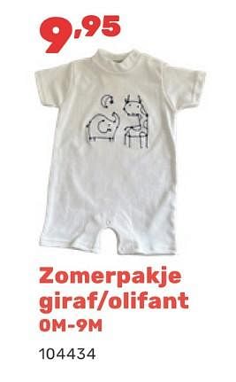Promotions Zomerpakje giraf olifant - Produit maison - Happyland - Valide de 15/04/2024 à 17/08/2024 chez Happyland