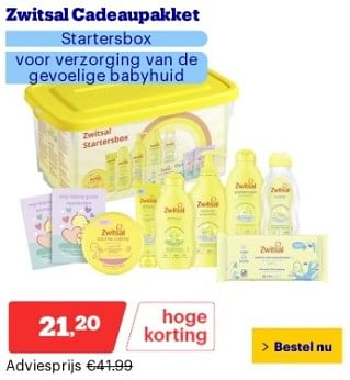 Promoties Zwitsal cadeaupakket startersbox - Zwitsal - Geldig van 22/04/2024 tot 28/04/2024 bij Bol.com
