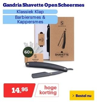 Promoties Gandria shavette open scheermes - Gandria - Geldig van 22/04/2024 tot 28/04/2024 bij Bol.com