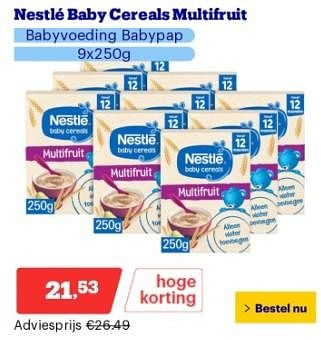 Promotions Nestle baby cereals multifruit - Nestlé - Valide de 22/04/2024 à 28/04/2024 chez Bol.com