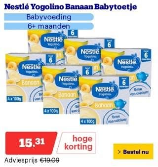 Promoties Nestle yogolino banaan babytoetje - Nestlé - Geldig van 22/04/2024 tot 28/04/2024 bij Bol.com