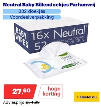 Promoties Neutral baby billendoekjes parfumvrij - neutral - Geldig van 22/04/2024 tot 28/04/2024 bij Bol.com