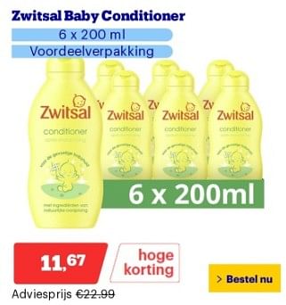 Promoties Zwitsal baby conditioner - Zwitsal - Geldig van 22/04/2024 tot 28/04/2024 bij Bol.com
