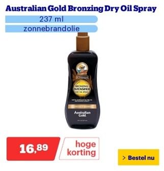 Promotions Australian gold bronzing dry oil spray - Australian - Valide de 22/04/2024 à 28/04/2024 chez Bol.com