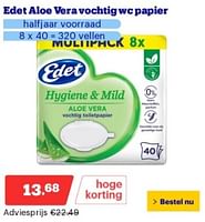 Promoties Edet aloe vera vochtig wc papier - Edet - Geldig van 22/04/2024 tot 28/04/2024 bij Bol.com