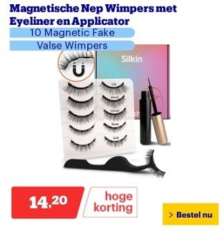 Promotions Magnetische nep wimpers met eyeliner en applicator - Produit Maison - Bol.com - Valide de 22/04/2024 à 28/04/2024 chez Bol.com