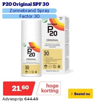 Promoties P20 original spf 30 zonnebrand spray - P20 - Geldig van 22/04/2024 tot 28/04/2024 bij Bol.com