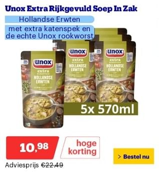 Promoties Unox extra rijkgevuld soep in zak - Unox - Geldig van 22/04/2024 tot 28/04/2024 bij Bol.com