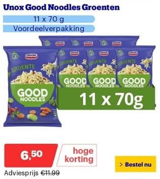 Promoties Unox good noodles groenten - Unox - Geldig van 22/04/2024 tot 28/04/2024 bij Bol.com