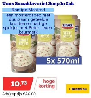 Promoties Unox smaakfavoriet soep in zak - Unox - Geldig van 22/04/2024 tot 28/04/2024 bij Bol.com