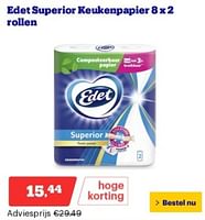Promoties Edet superior keukenpapier - Edet - Geldig van 22/04/2024 tot 28/04/2024 bij Bol.com