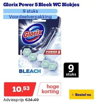 Promoties Glorix power 5 bleek wc blokjes - Glorix - Geldig van 22/04/2024 tot 28/04/2024 bij Bol.com