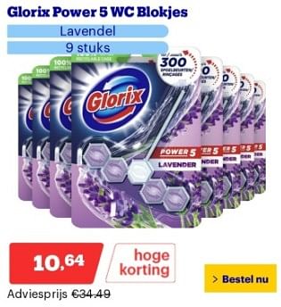 Promoties Glorix power 5 wc blokjes - Glorix - Geldig van 22/04/2024 tot 28/04/2024 bij Bol.com