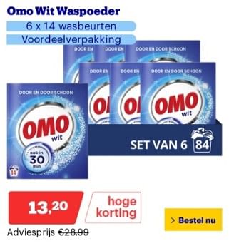 Promotions Omo wit waspoeder - Omo - Valide de 22/04/2024 à 28/04/2024 chez Bol.com