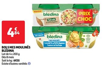 Promoties Bols mes moulinés blédina - Blédina - Geldig van 23/04/2024 tot 29/04/2024 bij Auchan