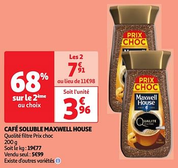 Promoties Café soluble maxwell house - Maxwell House - Geldig van 23/04/2024 tot 29/04/2024 bij Auchan