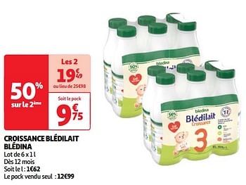 Promotions Croissance blédilait blédina - Blédina - Valide de 23/04/2024 à 29/04/2024 chez Auchan Ronq