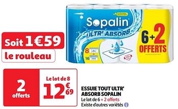 Promoties Essuie tout ultr` absorb sopalin - Sopalin - Geldig van 23/04/2024 tot 29/04/2024 bij Auchan