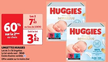Promoties Lingettes huggies - Huggies - Geldig van 23/04/2024 tot 29/04/2024 bij Auchan