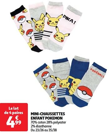 Promoties Mini-chaussettes enfant pokemon - Pokemon - Geldig van 23/04/2024 tot 29/04/2024 bij Auchan