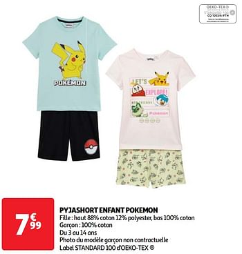 Promoties Pyjashort enfant pokemon - Pokemon - Geldig van 23/04/2024 tot 29/04/2024 bij Auchan