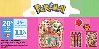Promoties Sac à dos garni pokémon - Pokemon - Geldig van 23/04/2024 tot 29/04/2024 bij Auchan