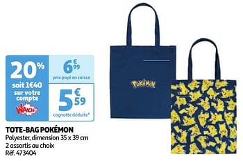 Promoties Tote-bag pokémon - Pokemon - Geldig van 23/04/2024 tot 29/04/2024 bij Auchan