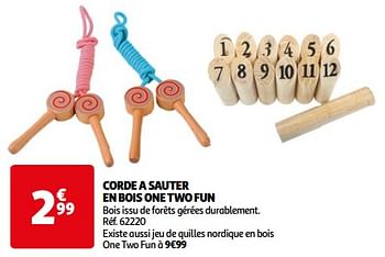 Promoties Corde a sauter en bois one two fun - One two fun - Geldig van 23/04/2024 tot 29/04/2024 bij Auchan