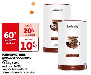 Promoties Poudre protéinée chocolat foodspring - Foodspring - Geldig van 23/04/2024 tot 29/04/2024 bij Auchan
