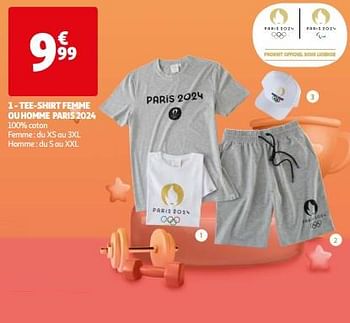 Promotions Tee-shirt femme ou homme paris 2024 - Produit Maison - Auchan Ronq - Valide de 23/04/2024 à 29/04/2024 chez Auchan Ronq